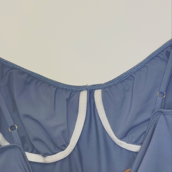 We Wore What From Danielle Burnstein Midi Slip Dress In Stonewash Blue Size L - Picture 12 of 16